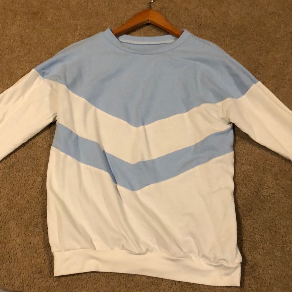 Blue and White Medium Long Sleeve Shirt